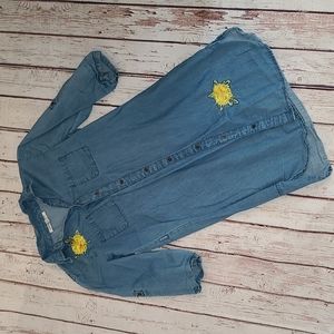 Girl's Denim Dress with Yellow Rose Accents